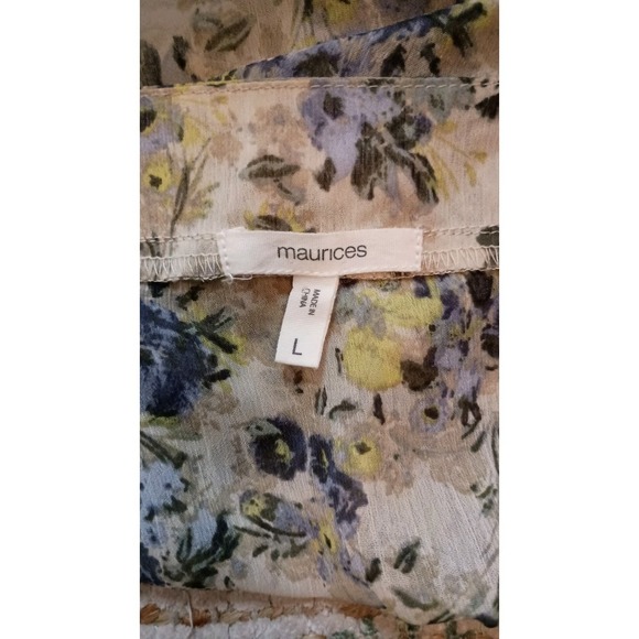 Maurices Floral Semi Sheer Duster Kimono Size L Ruffle Hem Boho - Picture 7 of 9